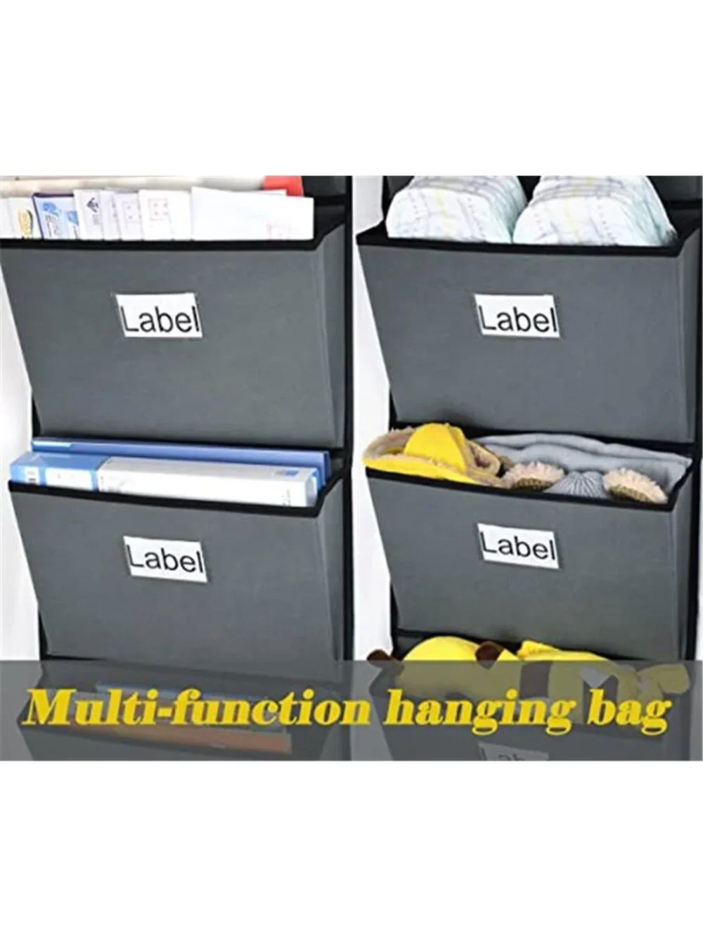 Gray Over Door Hanging File Organizer 5 Pocket Wall Mail Document Holder Storage